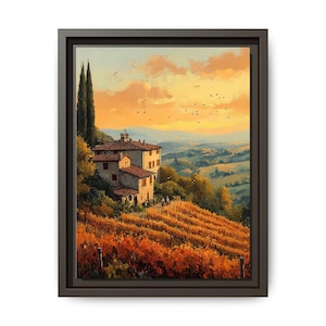 Rustic Italian Landscape Canvas Art Print Country Home Decor Italy Wall Art Vintage Style Artwork for Living Room Mediterranean Wall Art