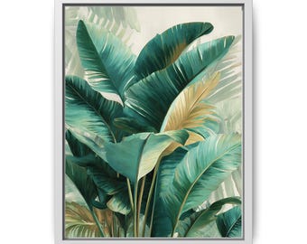 Stampa di foglie di banana: arte murale botanica verde tropicale
