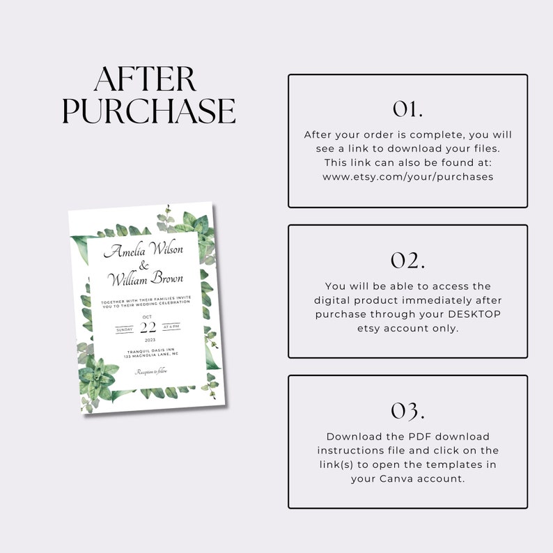 Greenery Wedding Invitation Template Editable Invite Green Leaves Wedding Invitation Printable Wedding Invite Edit With Canva image 2