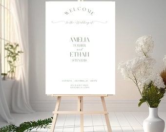 Modern Calligraphy | Wedding Welcome Sign | Ceremony Sign Printable Download | Elegant Wedding Sign | Wedding Decoration | Green Font Sign