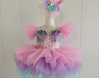 mermaid dress,disney dress,gift dress for girls,babygirl dress,birthday dress, photoshoot dress,first birthday dress, party dress,tutu dress