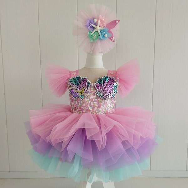 mermaid dress,disney dress,gift dress for girls,babygirl dress,birthday dress, photoshoot dress,first birthday dress, party dress,tutu dress