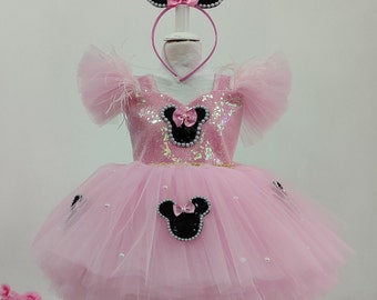 little mouse dress,pink dress,birthday dress,first birthday dress,party dress,dance dress,photo shoot dress,disney pageant dress