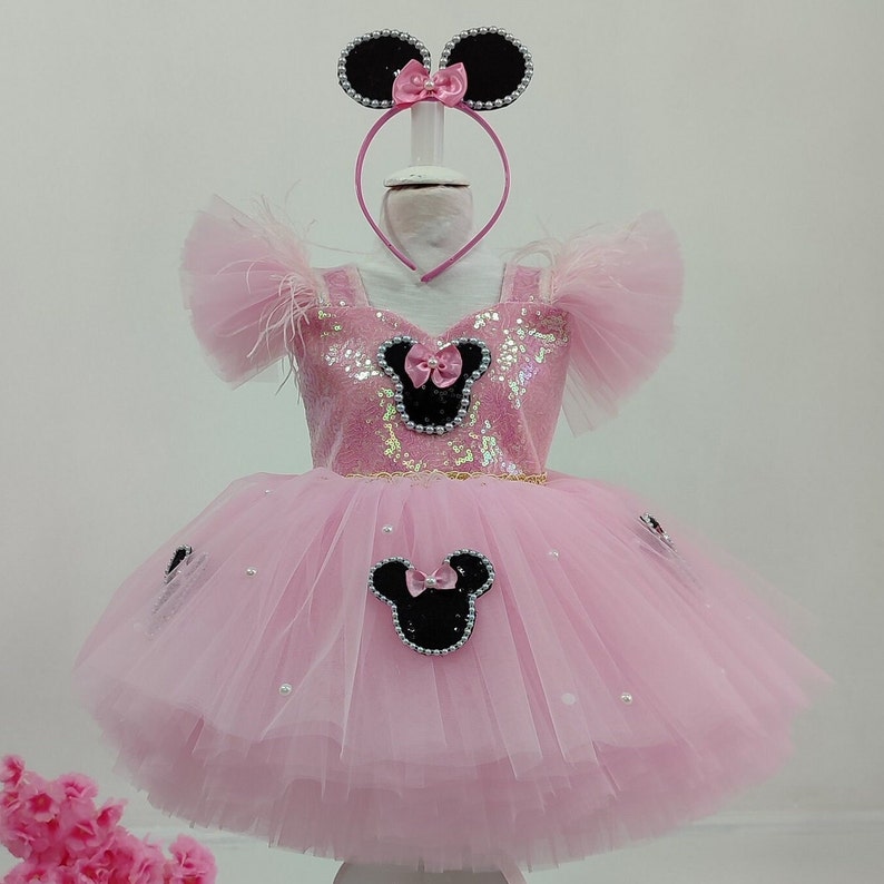 little mouse dress,disney pageant dress,pink dress,birthday dress,first birthday dress,party dress,dance dress,photo shoot dress, image 1