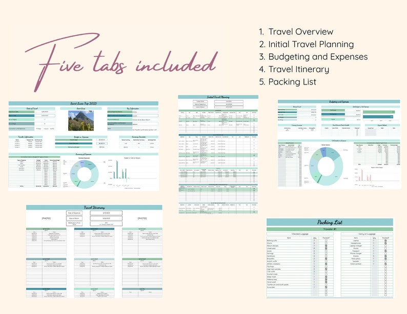 Travel Planner Template Fillable and Customizable Travel Planner Automated Travel Budget Tracker