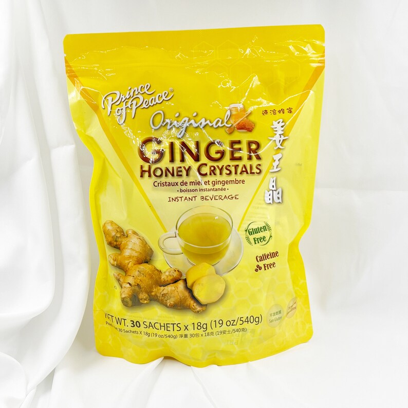 Instant Ginger Honey Crystals, 30 Sachets Instant Hot or Cold Beverage
