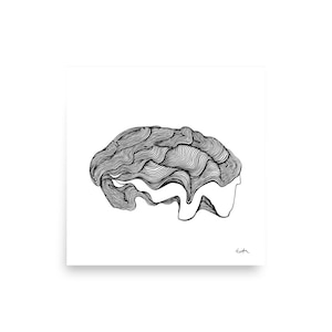 Oyster Print, Oyster Shell, Oyster Art, Line Drawing, Original Art, Hand Drawn, Oyster Love, Minimalist Art Print, Ocean Art, Coastal Art