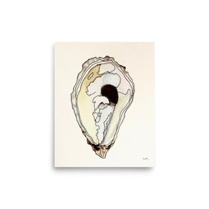 Oyster Print, Watercolor, Original Art, Hand Drawn, Colorful Art, Oyster Shell, Oyster Art, Seashell Print, Oyster Painting, Oyster Wall Art