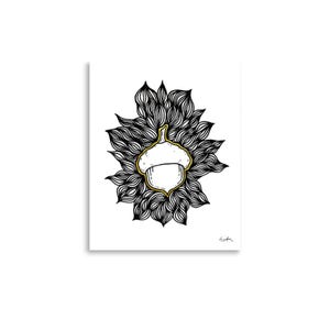 Acorn Line Art Print: Minimalist Forestry Wall Decor