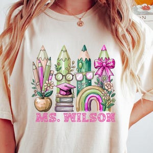 Retro Pencil Teacher Name Custom Design Back To School Png, First Day Of School Shirt, Pencil Teacher Png Teacher Appreciation Gifts