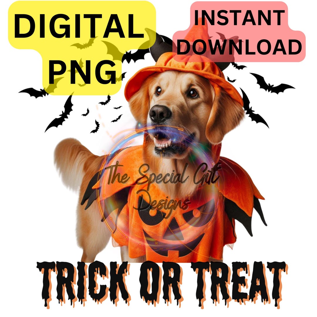 Halloween Dog Png Golden Retriever Dog in Halloween Custom Real Dog Png ...
