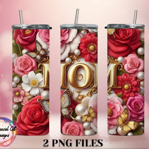 3D MAMA Tumbler Wrap Png Flowers Tumbler Wrap PNG Mothers Day Tumbler Wrap Png 3D Mothers Day Design Png MAMA Floral Tumbler Mama Png