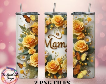 3D MAMA Tumbler Wrap Png Flowers Tumbler Wrap PNG Mothers Day Tumbler Wrap Png 3D Mothers Day Design Png MAMA Floral Tumbler Mama Png