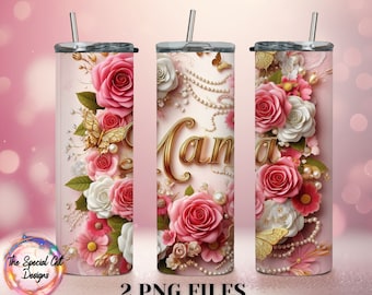 3D MAMA Tumbler Wrap Png Flowers Tumbler Wrap PNG Mothers Day Tumbler Wrap Png 3D Mothers Day Design Png MAMA Floral Tumbler Mama Png