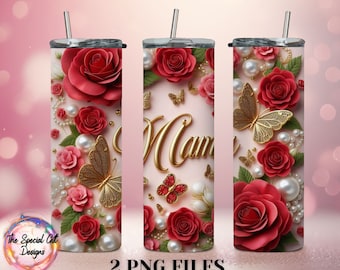 3D MAMA Tumbler Wrap Png Flowers Tumbler Wrap PNG Mothers Day Tumbler Wrap Png 3D Mothers Day Design Png MAMA Floral Tumbler Mama Png