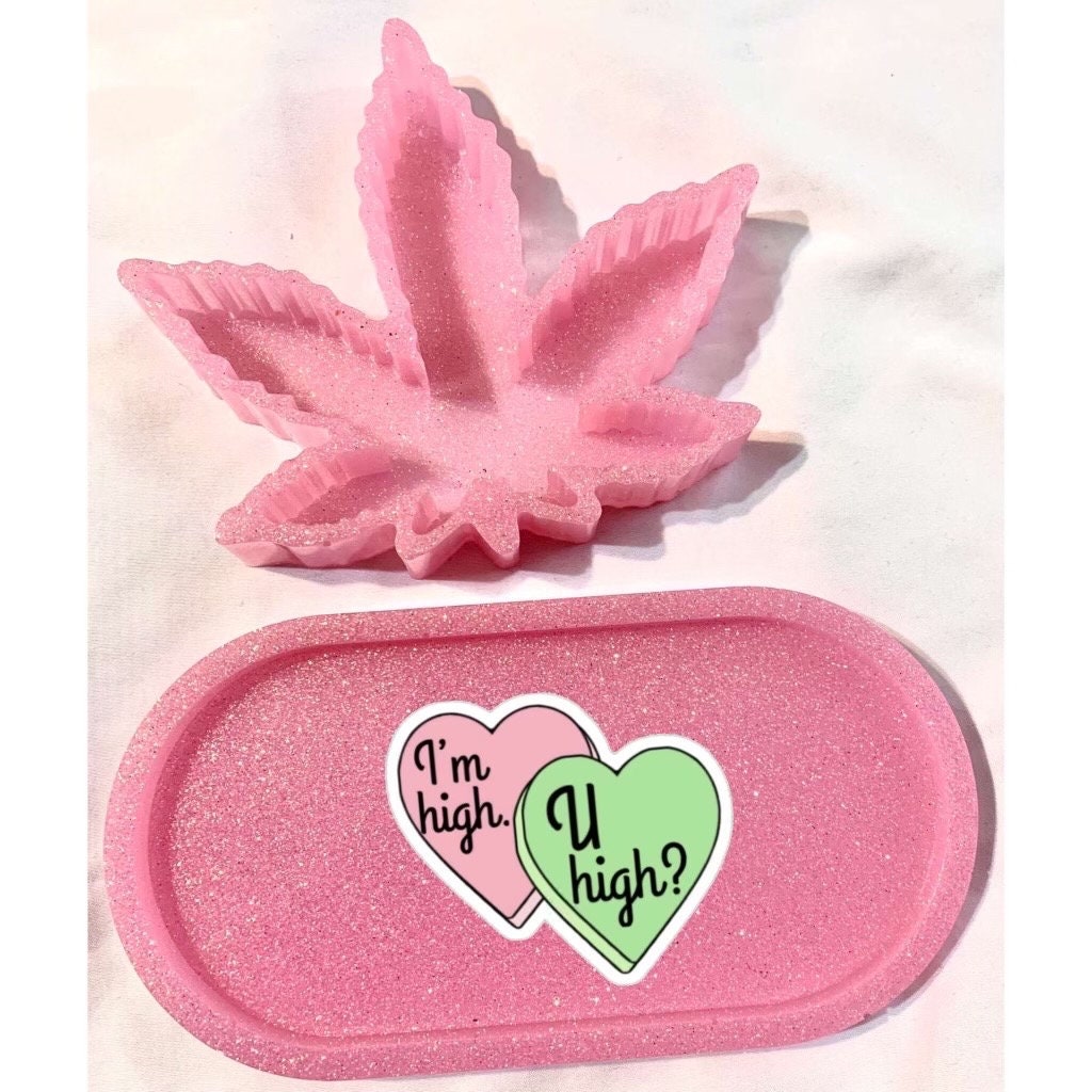 Pink Glitter Rolling Tray Set With Ashtray Etsy