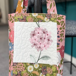 Quilted Tote Bag | Vintage embroidered, cotton floral fabric | Handmade