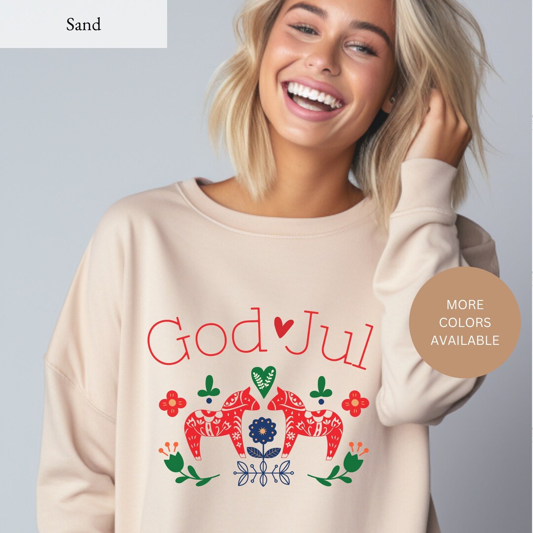 God Jul Sweatshirt Swedish Christmas Shirt Swedish Gifts Swedish Horse