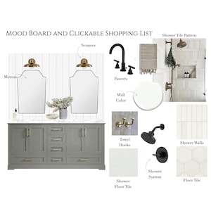 Diseño de interiores de baños / Diseño electrónico / Tablero de ideas / Diseño en línea / Descarga instantánea / Diseño de baño principal / Tablero de ideas para baños