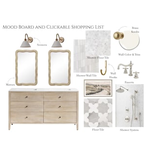 Diseño de interiores de baños / Diseño electrónico / Tablero de ideas / Diseño en línea / Descarga instantánea / Diseño de baño principal / Baño costero