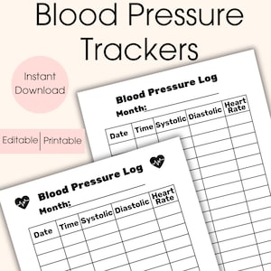 Large Print Blood Pressure Log, Printable Blood Pressure Tracker, Hypertension monitor, Hypotension Monitor, Health Planner