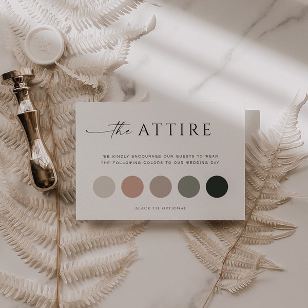 Editable Wedding Dress Code Insert Card, Modern Attire Card For Guests, Color Palette Request Info Card, Customizable Template