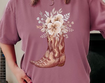 Western Floral Cowboy Boots Tee. main image 0