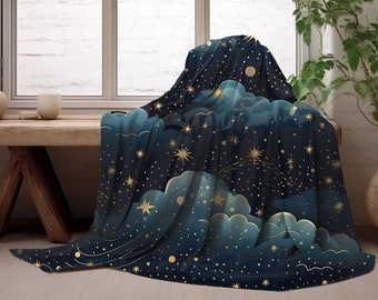 Night Sky Blanket, Celestial Blanket, Space Blanket, Star Blanket, Decorative Throw