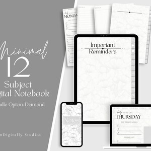 Minimalist 12-Subject Digital Notebook: Hyperlinked College Notes (Digital Download)