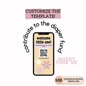 Contribute To The Diaper Fund Venmo | Social Media Post | QR Template | Baby | Baby Shower | QR Code | Diapers | Social Media Template
