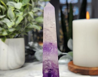Amethyst Phantom Obelisk, Crystal Tower, Amethyst Tower from Brazil, Crystal Gifts, Crystal Point, Crystal Decor, Gift for Her