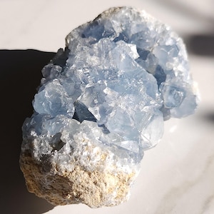 1.7 lb Celestite Crystal Cluster, Celestite Geode, Raw Celestite, Blue Crystal, Rocks and Minerals, Celestite, Crystal Display, Celestine