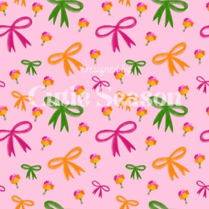 Bows and bouquets seamless pattern