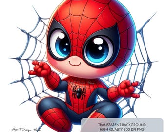 3 baby Spiderman PNG, schattige superheld PNG, sublimatieontwerpen hoge kwaliteit 300 dpi, kunst aan de muur wordt afgedrukt, clipart, shirtontwerpen Digitale download
