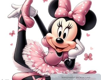 1 ballerina Minnie mouse PNG, Minnie girl hobby, High quality 300 dpi Sublimation Designs, sticker print file, Digital Instant Download