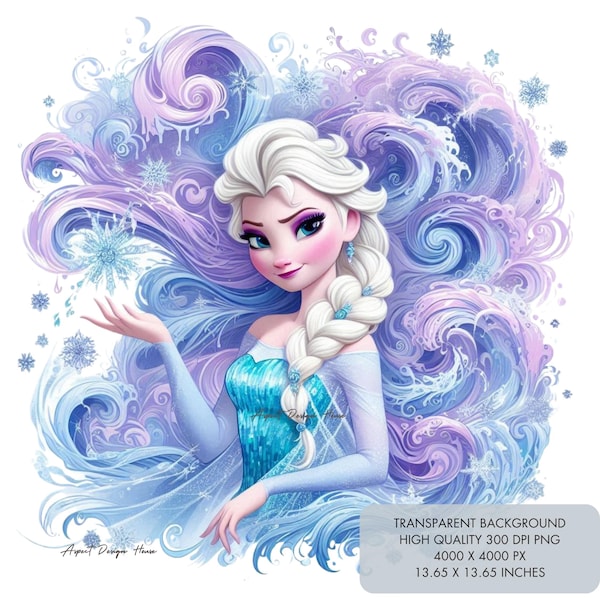 2 Elsa Clipart PNG, Splash and Watercolor Design for Sublimation, 300dpi high resolution png, Instant download, Frozen clipart png