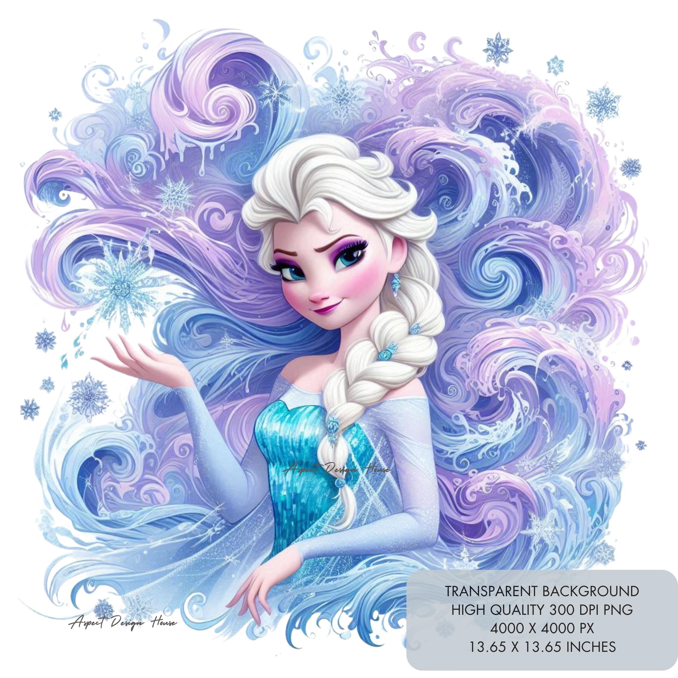2 Elsa Clipart PNG, Splash and Watercolor Design for Sublimation, 300dpi high resolution png, Instant download, Frozen clipart png