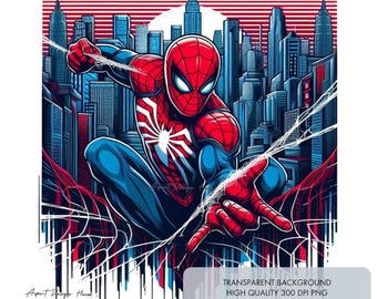 Spiderman PNG, Superhero Clipart, Sublimation Design, Wall Art (Digital Download)
