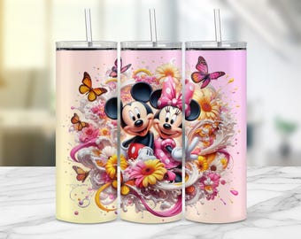Mickey Mouse Tumbler Wrap PNG, 20 oz Skinny Tumbler sublimation design, High Resolution Instant Digital Download, gifts for couple, kid
