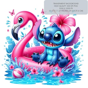 3 Flamingo Stitch PNG Clipart, Sublimacja Projekt Lato Wysoka jakość 300 dpi, Wydruk sztuki ściennej, Obraz na koszulce, prezent dla dzieci, Pobieranie cyfrowe