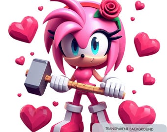 1 Amy Rose PNG, Sonic the Hedgehog PNG, High quality 300 dpi Sublimation Designs prints, clipart, shirt design, Digital Instant Download