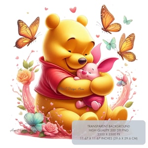 4 Mother's Day PNG, Winnie the Pooh mama bear hugging Piglet 300 dpi High quality Sublimation design for Mother's Day shirt Digital Download