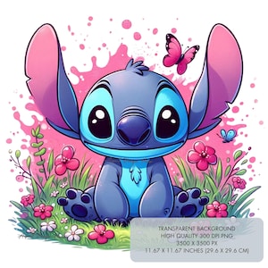 4 Stitch PNG, Cute Stitch, Sublimation designs High quality 300 dpi, Wall art prints, clipart, shirt png design, Digital Instant Download