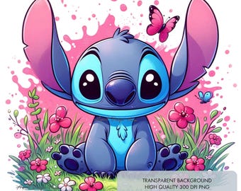 4 Stitch PNG, Cute Stitch, Sublimation designs High quality 300 dpi, Wall art prints, clipart, shirt png design, Digital Instant Download