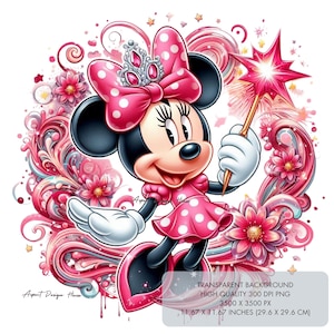 3 Pink Fairy Minnie PNG-clipart, hoge kwaliteit 300 dpi sublimatieontwerpen, kunst aan de muur wordt afgedrukt, shirtafbeelding voor meisjes, digitale download