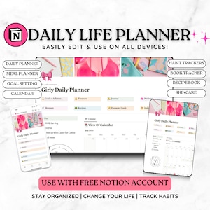 Notion Template, Notion Planner, Notion Templates, Notion Dashboard, Notion Life Planner, Self Care Planner, Notion Aesthetic, Habit Tracker
