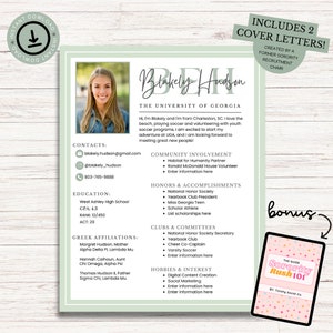 Sorority Resume, Sorority Resume Template, Resume with Photo, Modern Resume Template, Resume Template Canva, Rush Resume, College Resume
