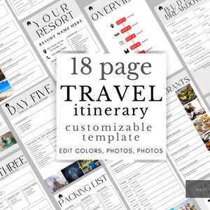 Travel Itinerary, Vacation Planner, Travel Planner, Travel Journal, Travel Template, Holiday Planner, Trip Organizer, Travel Checklist PDF