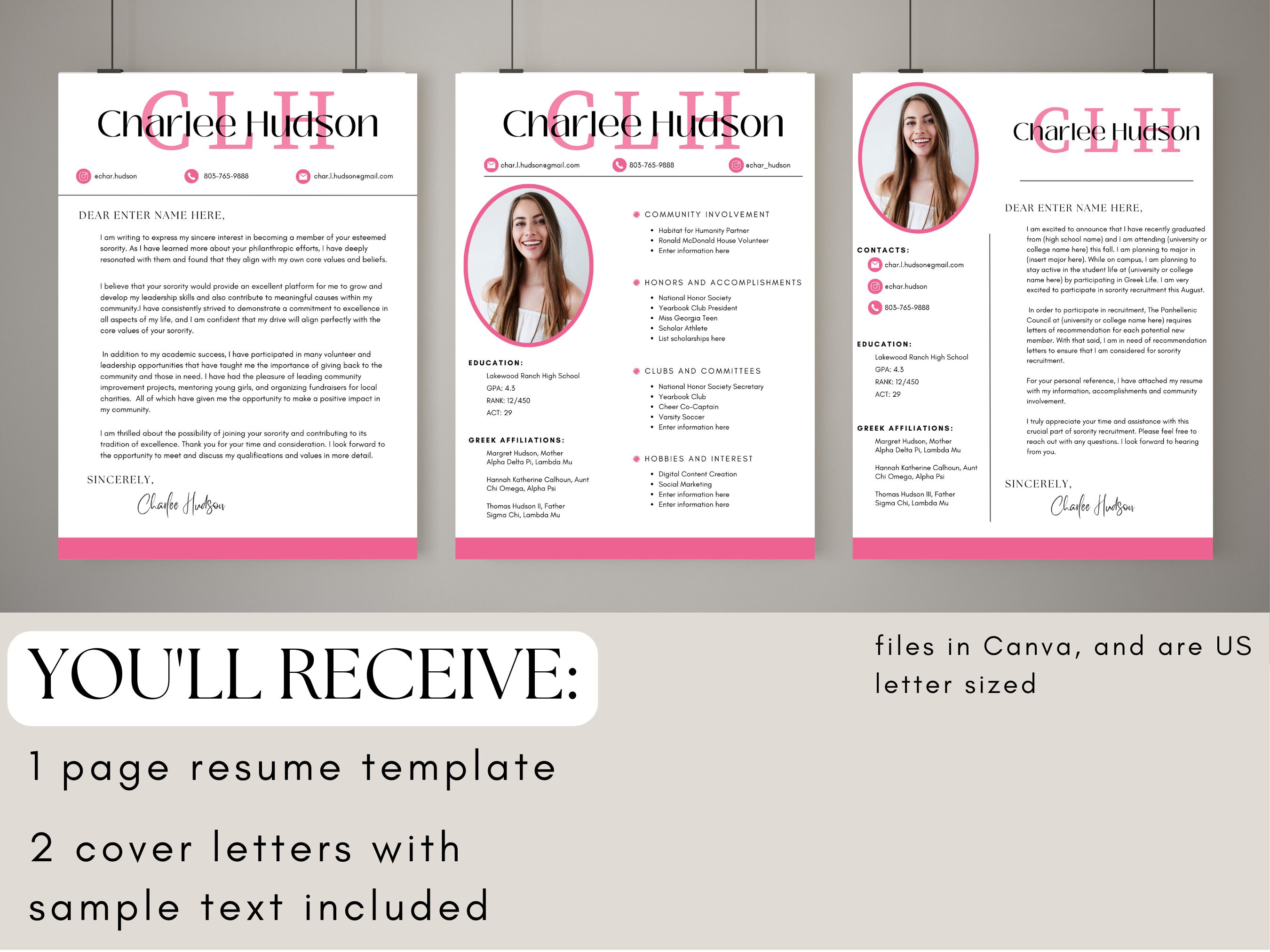 Sorority Resume Template Rush - Il Fullxfull.5067648065 E7ro
