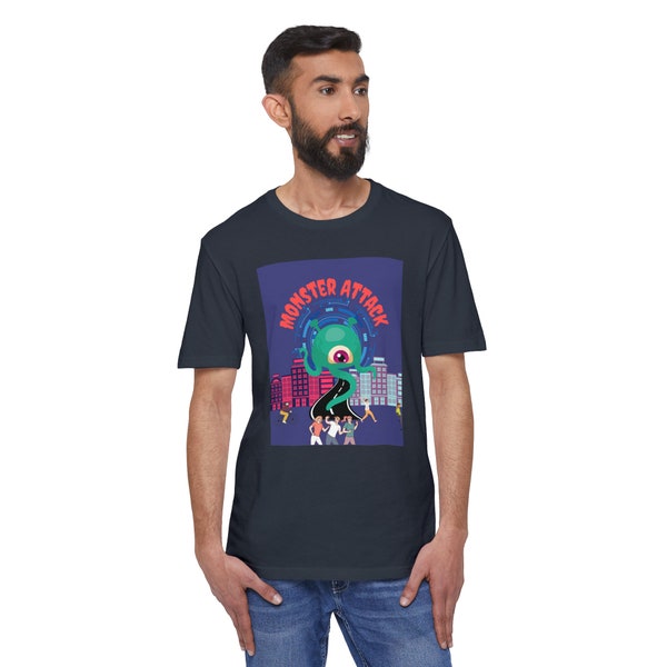 Graphic -Monster Attack Unisex District® Re-Tee®, Monster t-shirts, Fantasy t-shirt, Sci-fi tees, Outerspace lover gifts, Graphic t-shirts